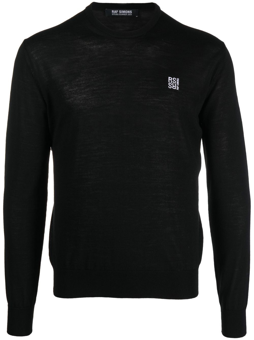 Raf Simons logo刺绣密织美利诺羊毛毛衣 - 黑色