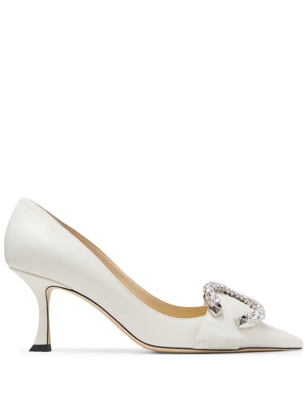 Jimmy Choo Melva 晶饰扣环高跟鞋 - 白色