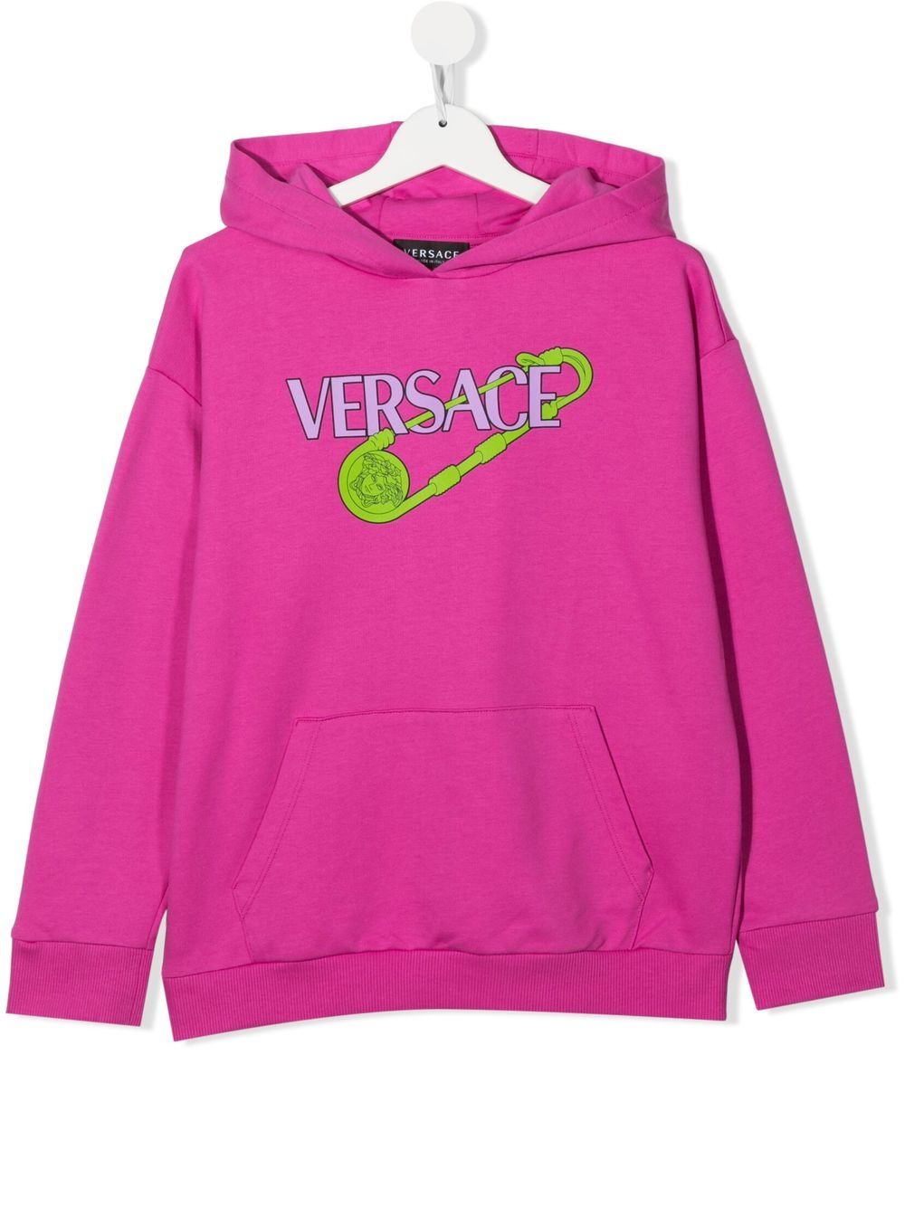 Versace Kids 范思哲 logo印花棉连帽衫 - 粉色
