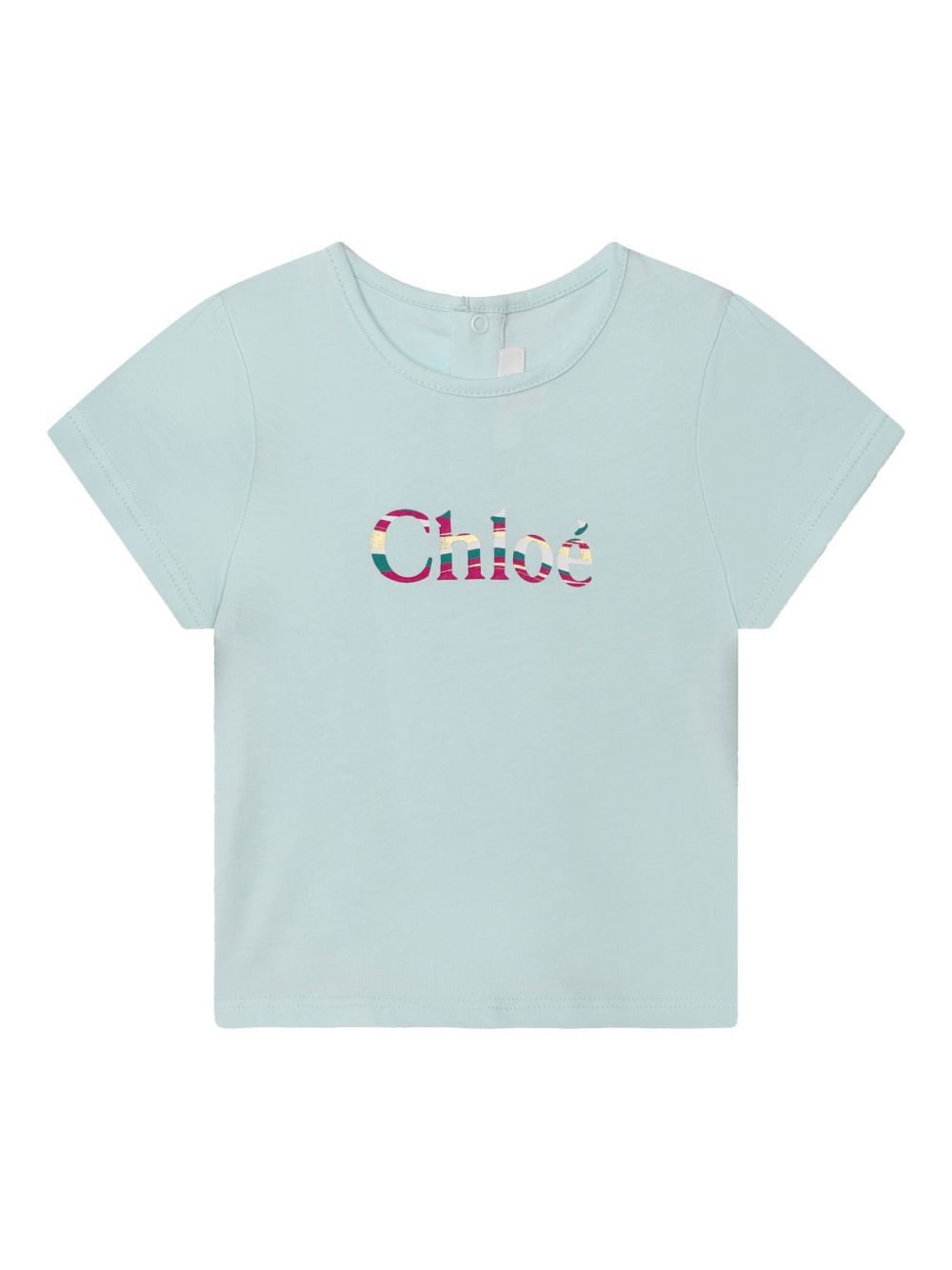 Chloé Kids logo印花棉T恤 - 蓝色