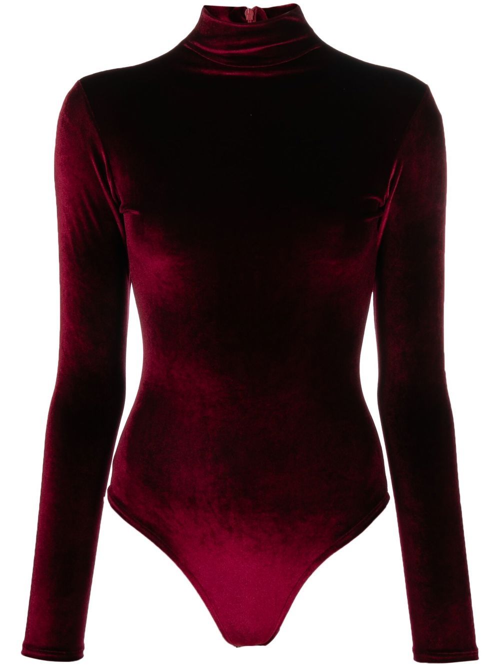 Atu Body Couture 高领丝绒连体紧身衣 - 红色