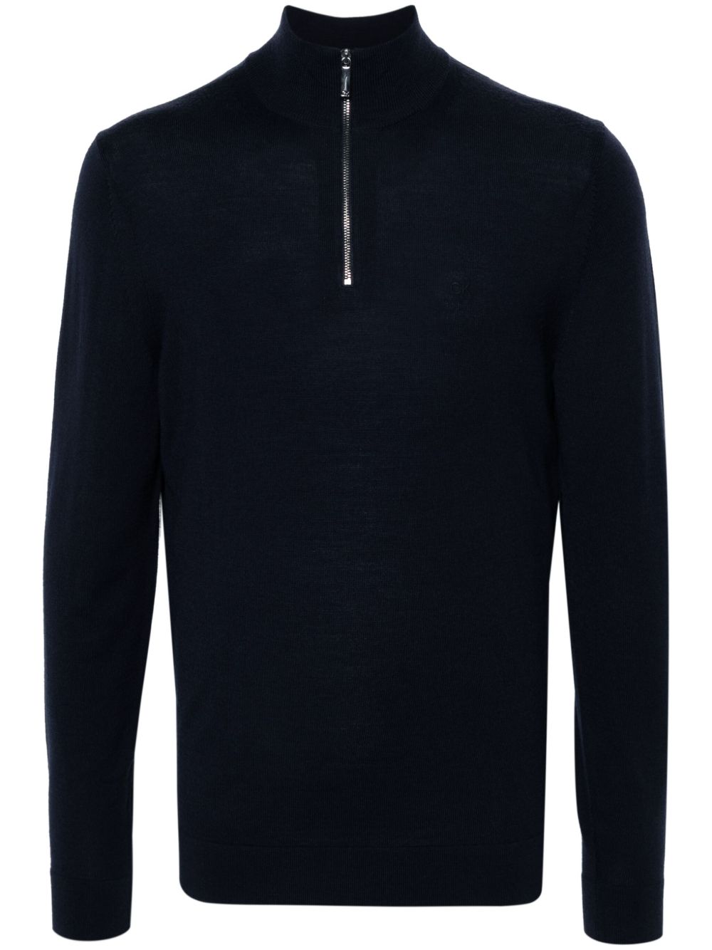 Calvin Klein logo刺绣针织毛衣 - 蓝色