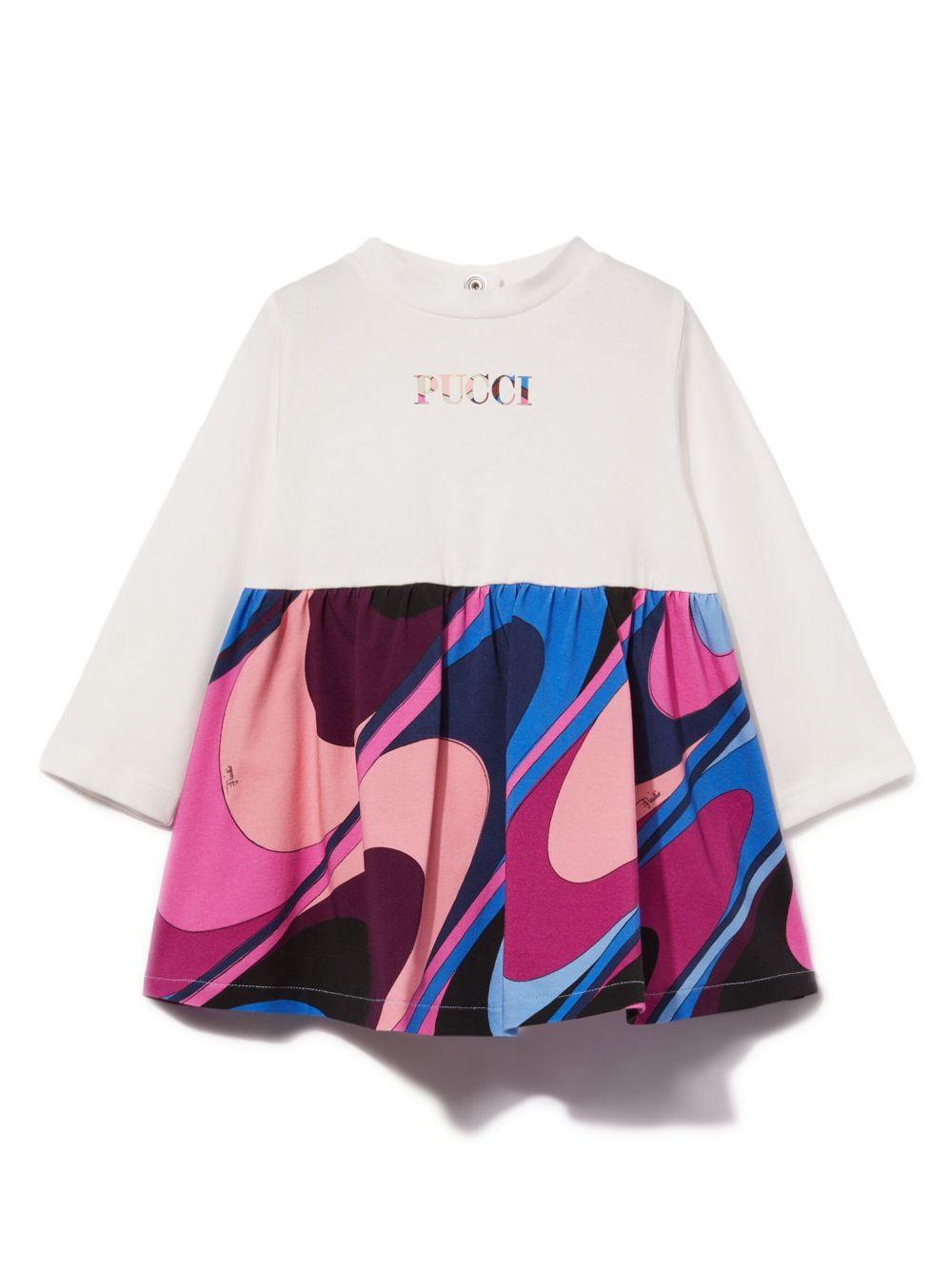 PUCCI Junior Onde 印花连衣裙 - 白色