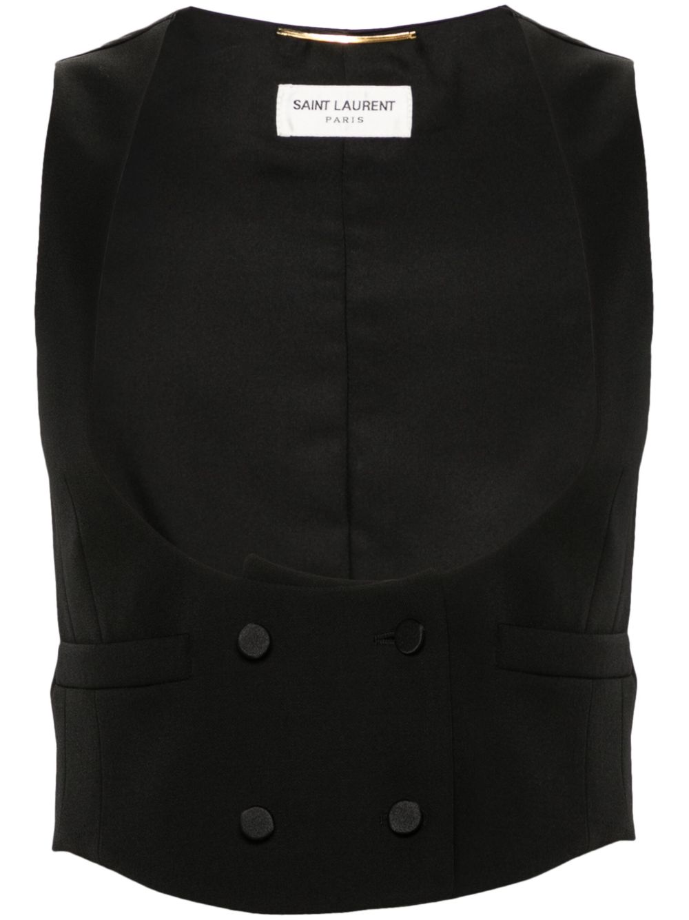 Saint Laurent 双排扣短款西式马甲 - 黑色