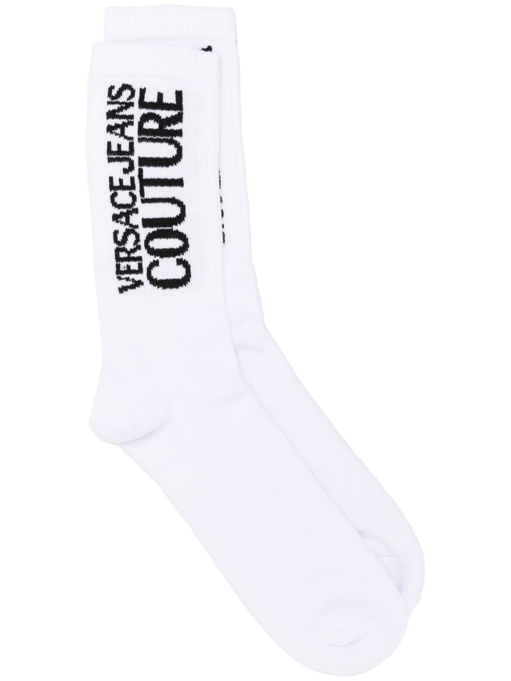 Versace Jeans Couture 嵌花logo弹性棉针织袜 - 白色