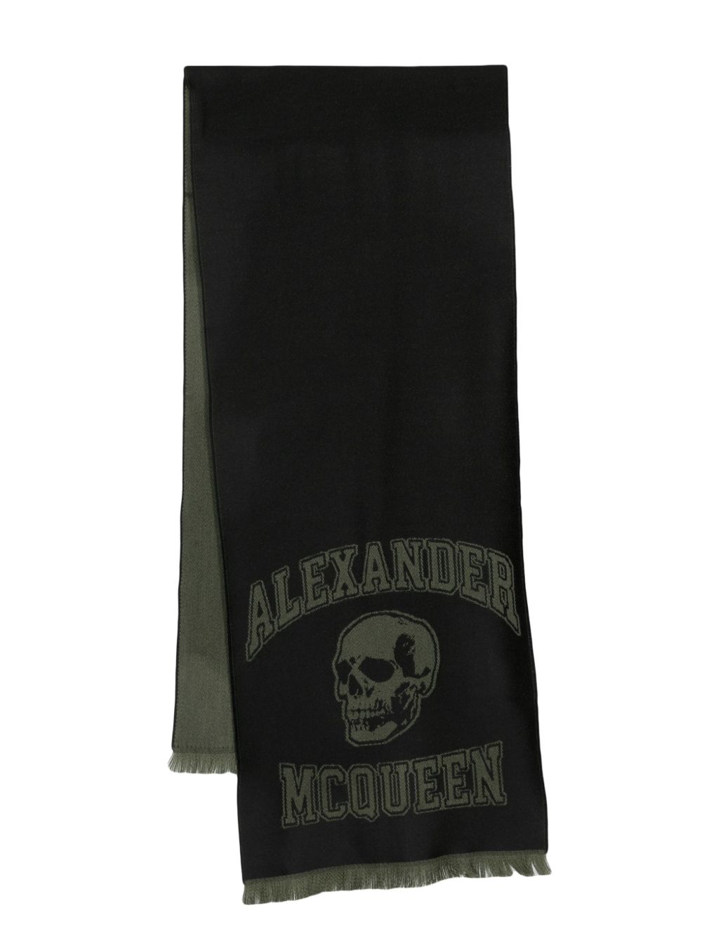 Alexander McQueen logo提花羊毛围巾 - 黑色