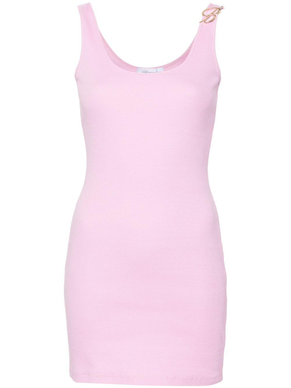 Blumarine logo标牌细罗纹迷你连衣裙 - 粉色