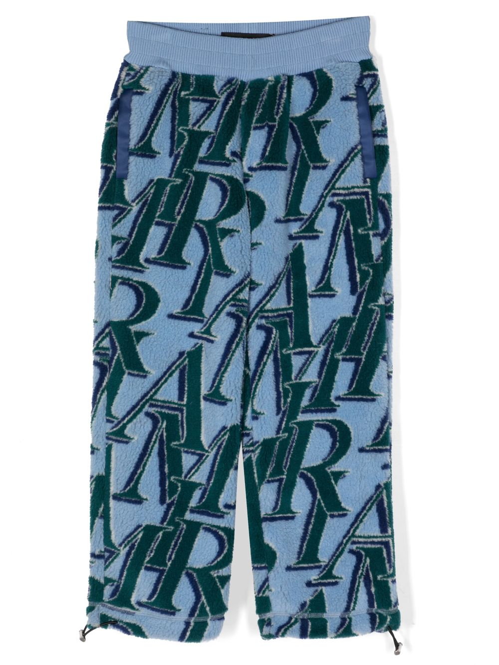 AMIRI KIDS logo印花抓绒纹理运动裤 - 蓝色