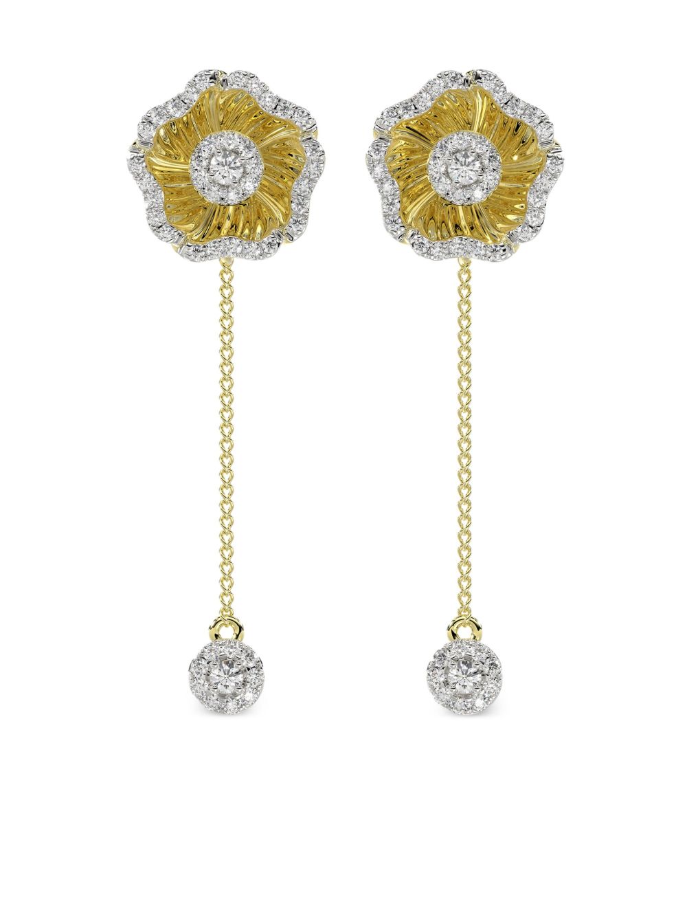 Marchesa 18K黄金 Halo Flower 钻石耳环 - 金色