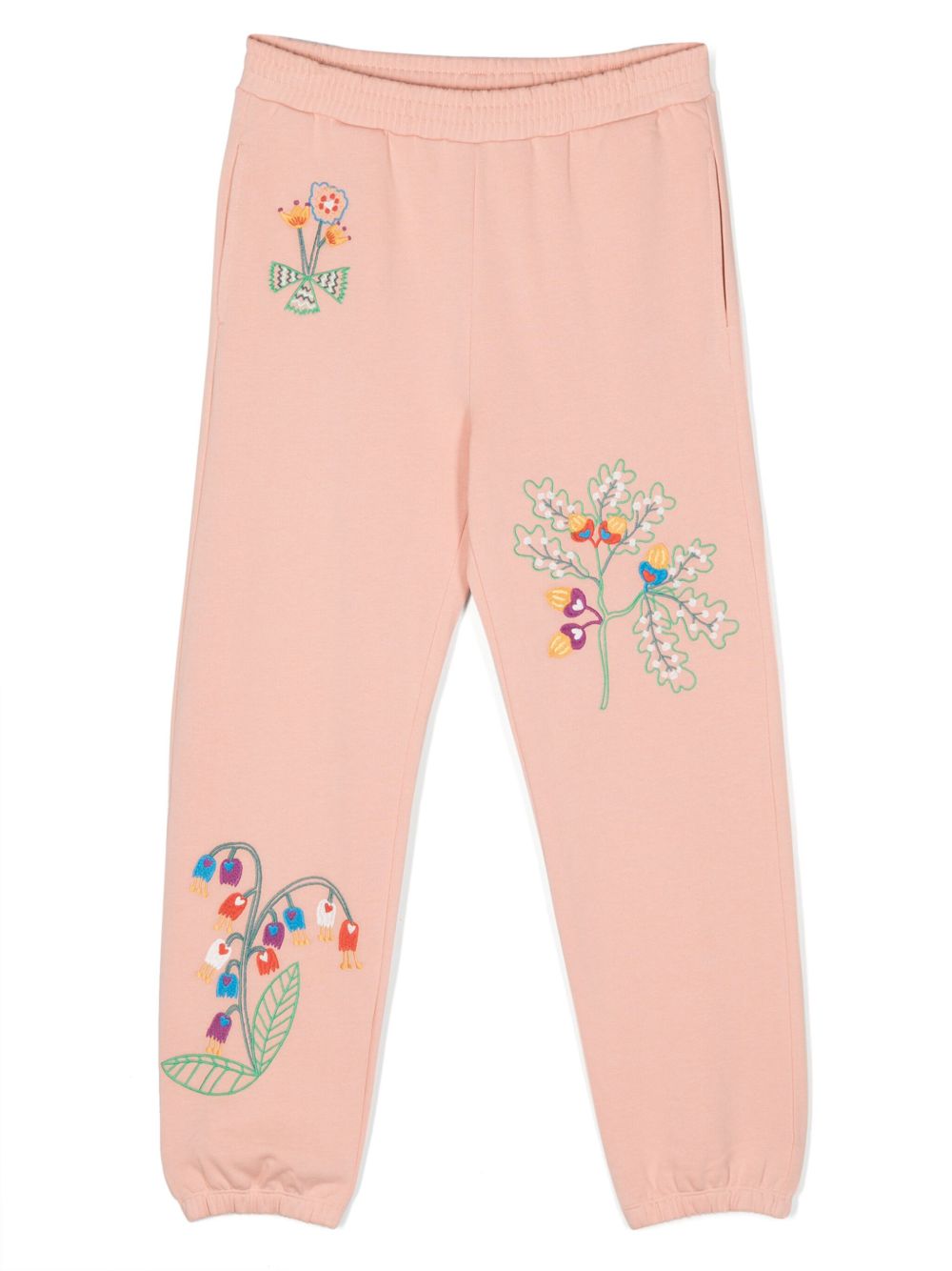 Stella McCartney Kids 花卉刺绣棉运动裤 - 粉色