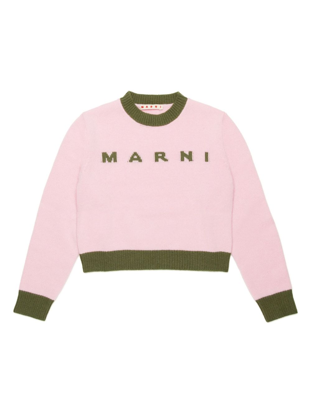 Marni Kids logo嵌花圆领毛衣 - 粉色