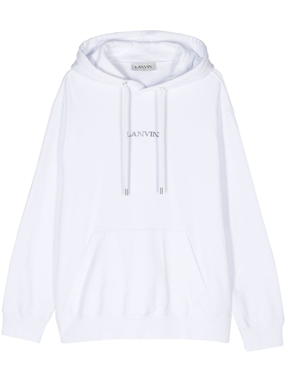 Lanvin logo刺绣棉连帽衫 - 白色