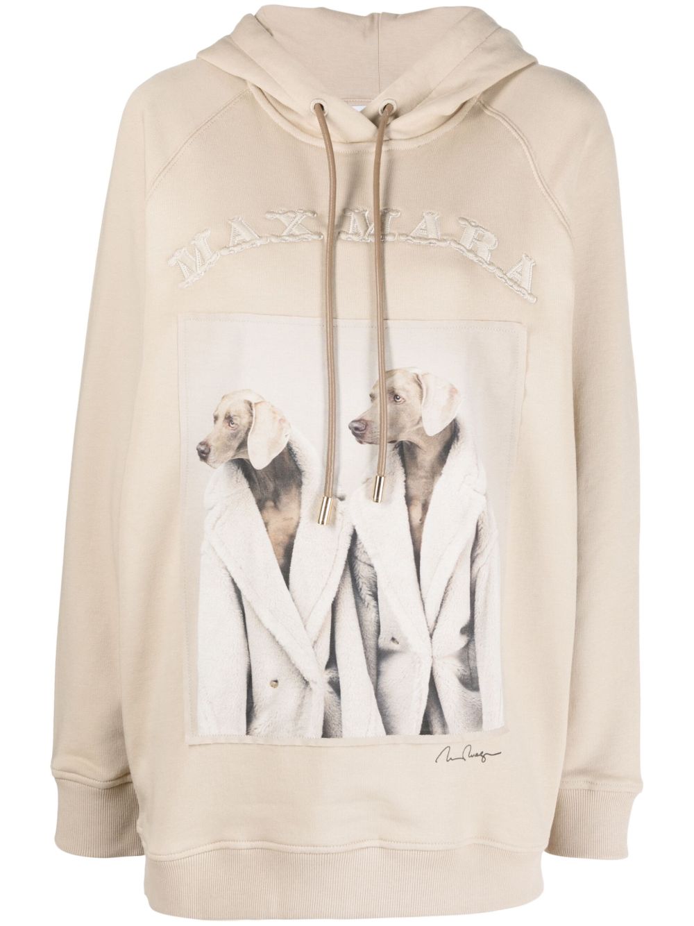 Max Mara Wegman 图案印花棉连帽衫 - 中性色