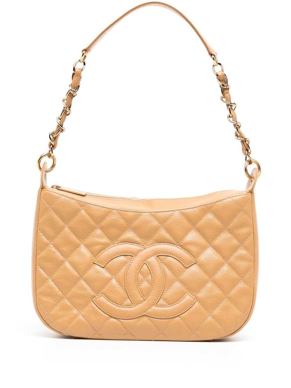 CHANEL Pre-Owned logo菱纹绗缝单肩包（2005年典藏款） - 褐色