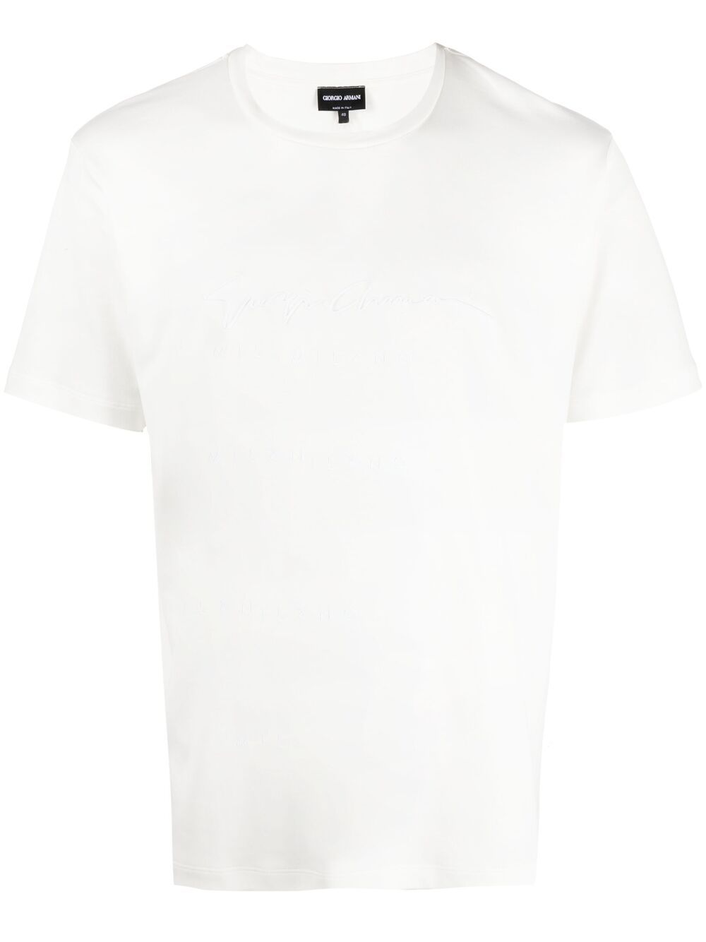 Giorgio Armani logo刺绣T恤 - 白色