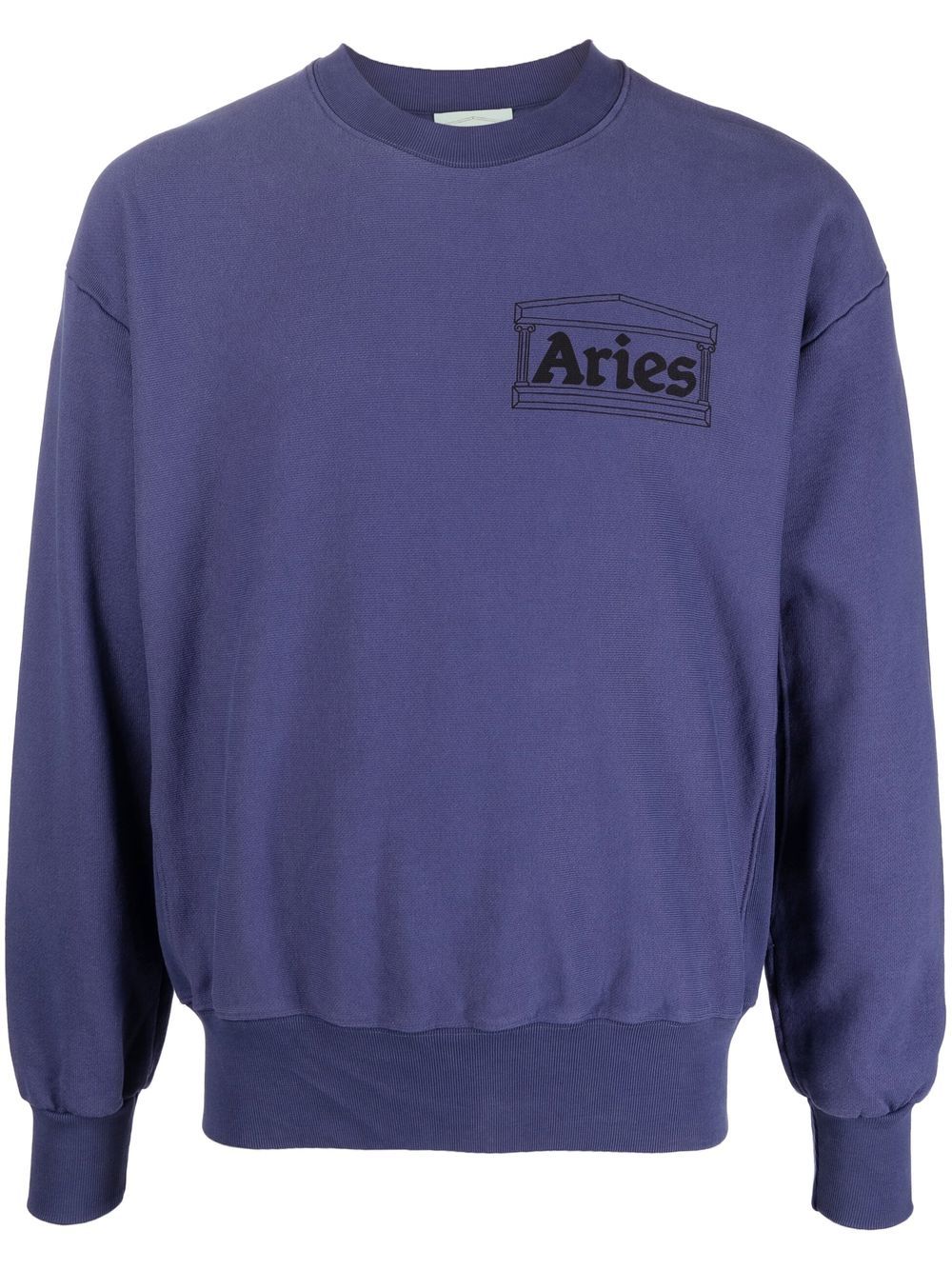 Aries logo印花圆领毛衣 - 蓝色
