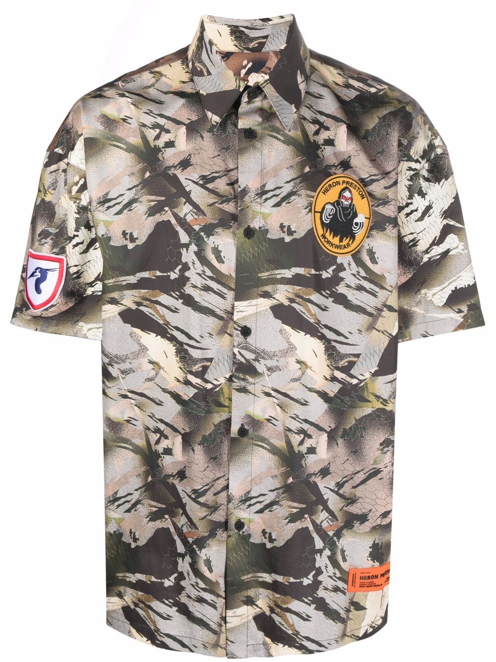 Heron Preston 迷彩纹保龄球衬衫 - 绿色
