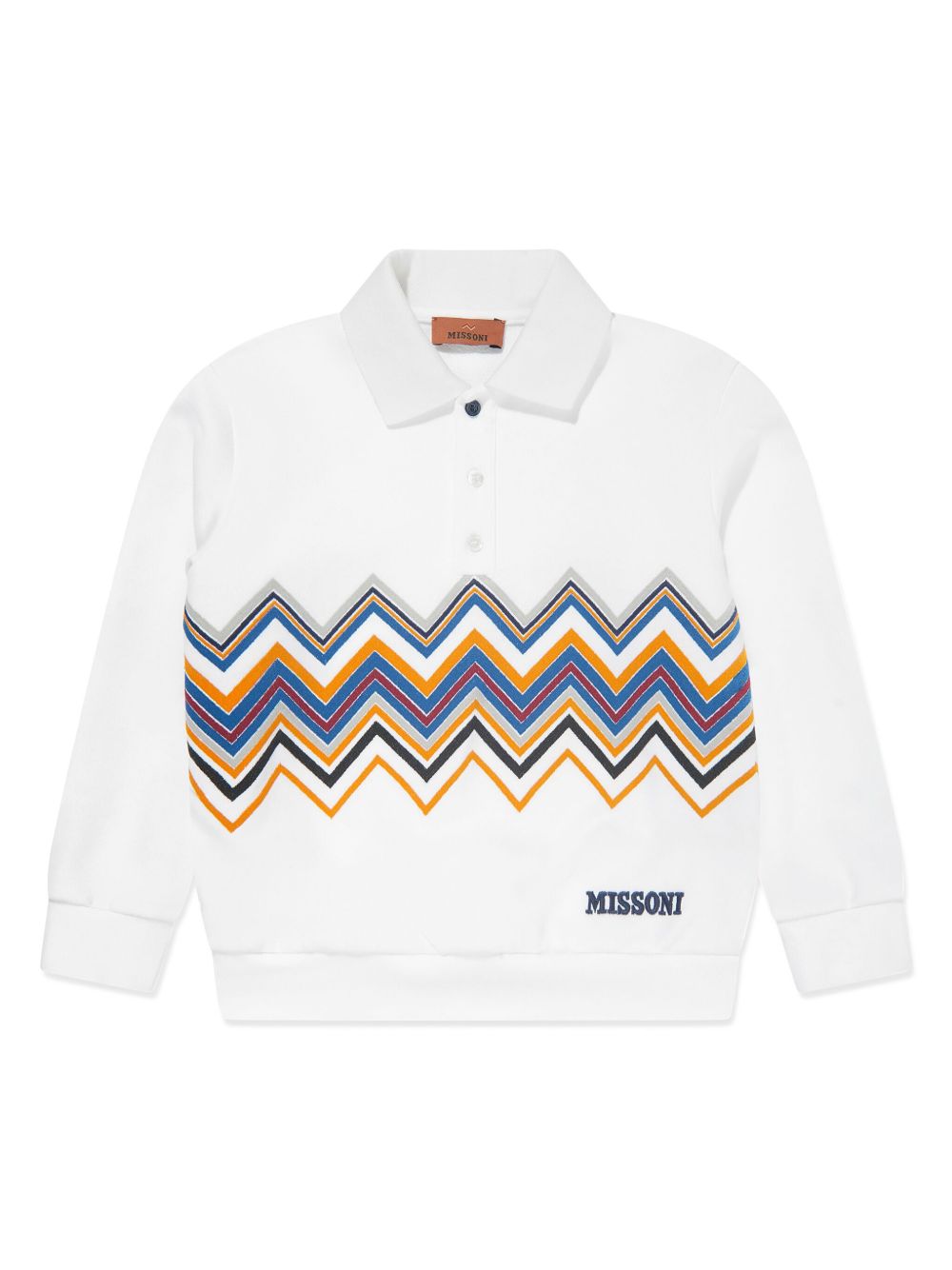 Missoni Kids Z字形图案polo衫 - 白色