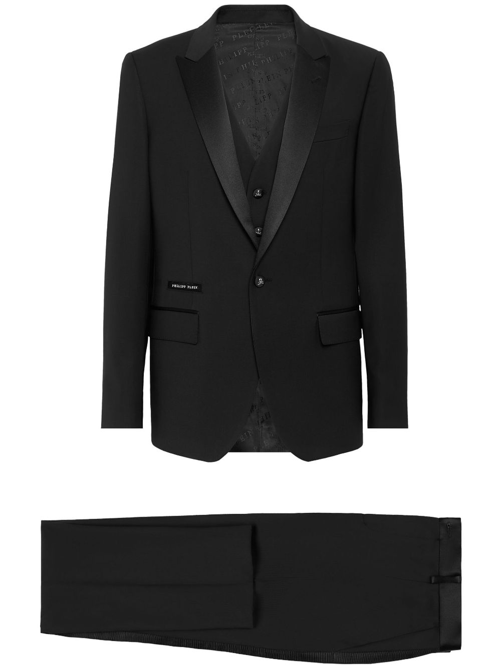 Philipp Plein 梯形翻领西装夹克套装 - 黑色
