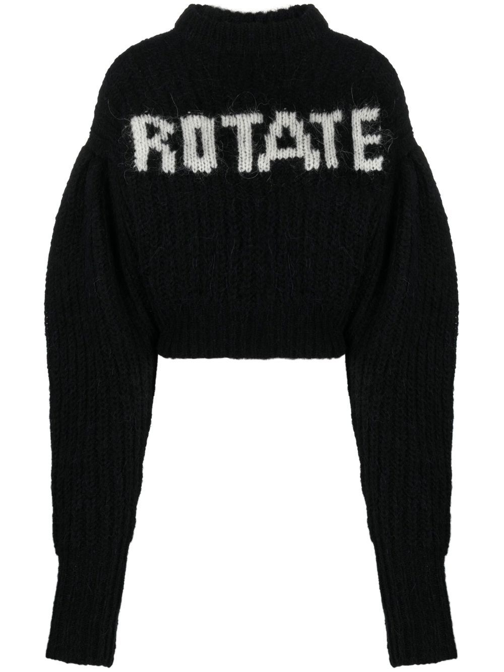 ROTATE BIRGER CHRISTENSEN logo印花泡泡袖毛衣 - 黑色