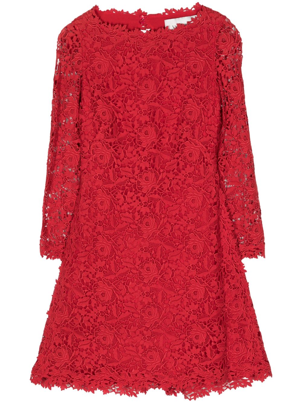 Valentino Garavani Pre-Owned 花卉蕾丝棉迷你连衣裙（2010年典藏款） - 红色