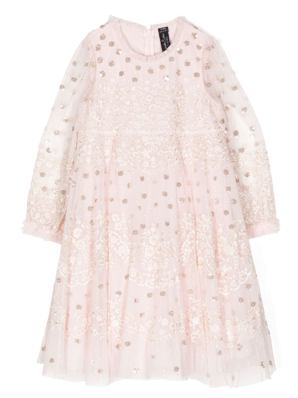 NEEDLE & THREAD KIDS Beatrice 波点伞形连衣裙 - 粉色