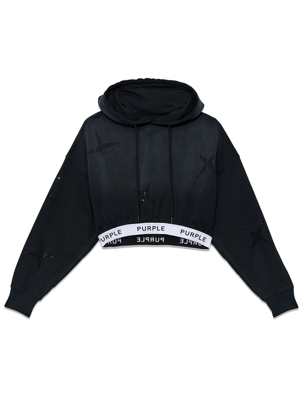 Purple Brand logo饰带棉连帽衫 - 黑色