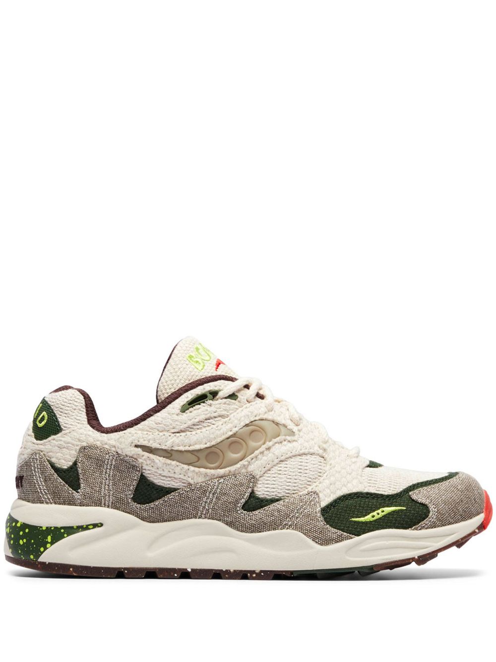 Saucony x Bodega Grid Shadow 2 Jaunt Woven - Hemp/Acid Lime/Red Alert/Gum 运动鞋 - 中性色