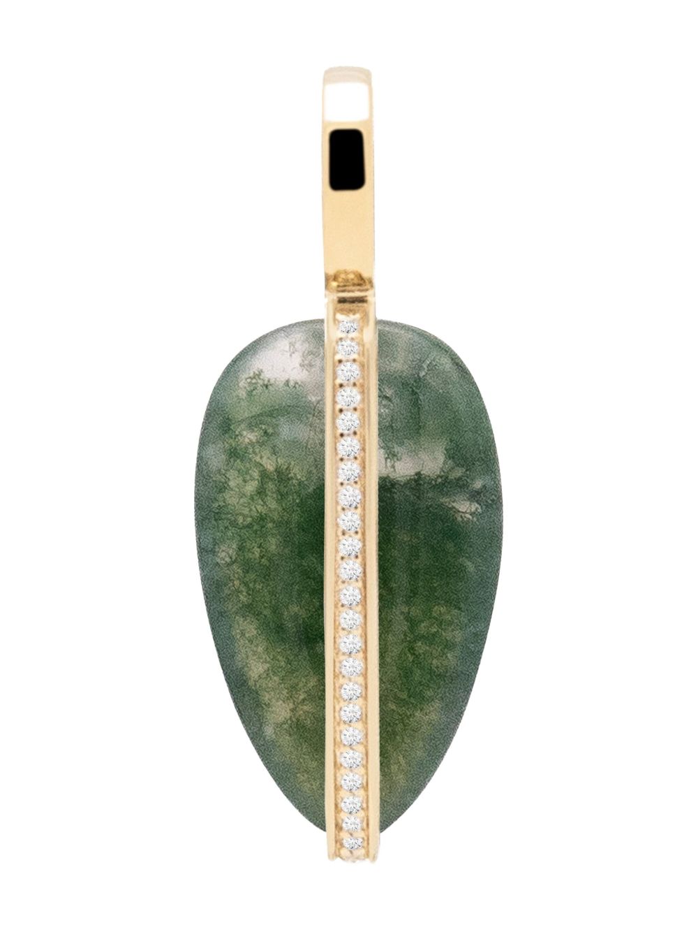 By Pariah 14k yellow gold small diamond and agate pendant - 绿色