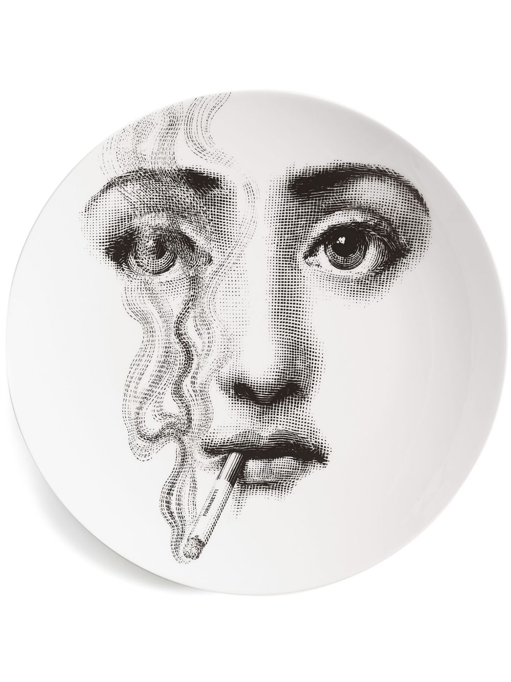 Fornasetti Tema e Variazioni 脸部印花陶瓷壁饰盘 - 白色