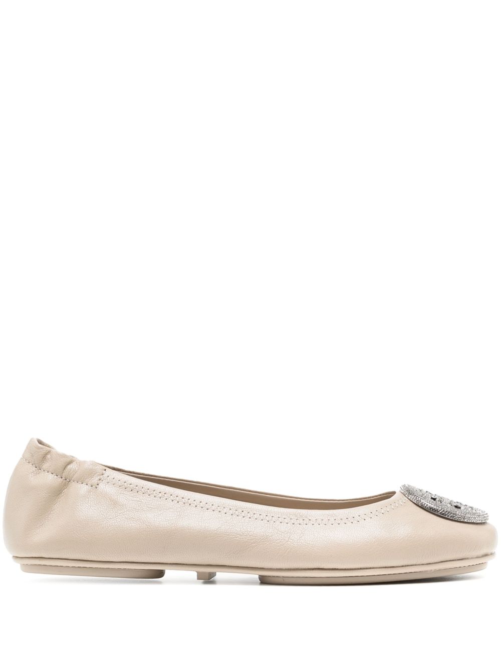 Tory Burch Minnie 皮质芭蕾平底鞋 - 中性色