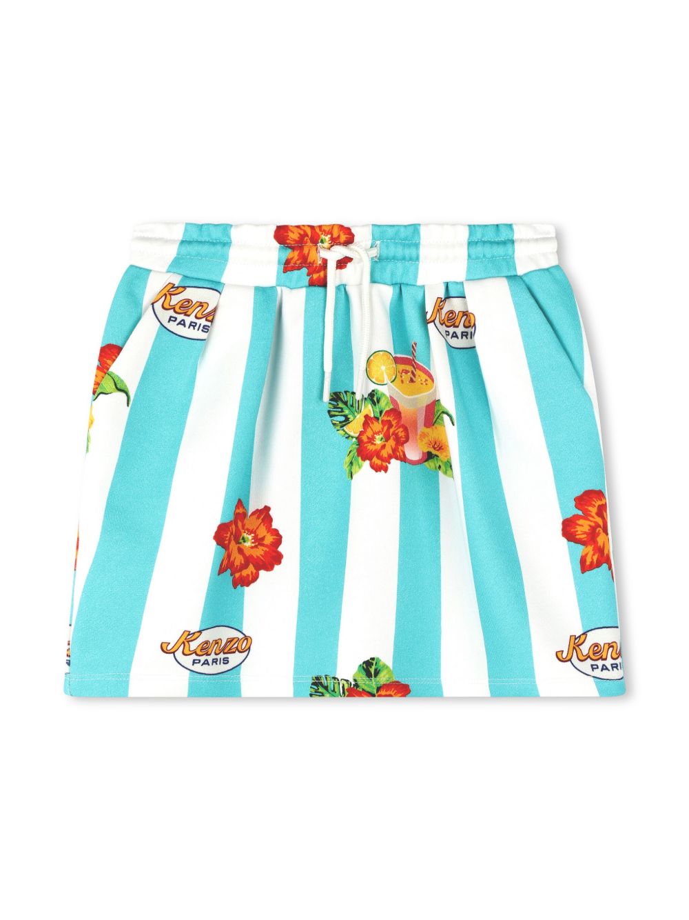 Kenzo Kids 图案印花棉半身裙 - 白色