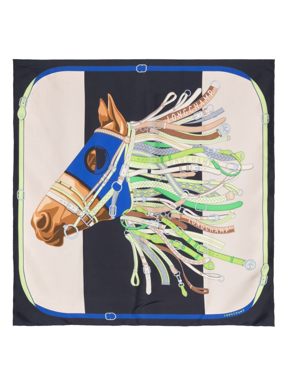 Longchamp Tête de cheval 真丝围巾 - 蓝色