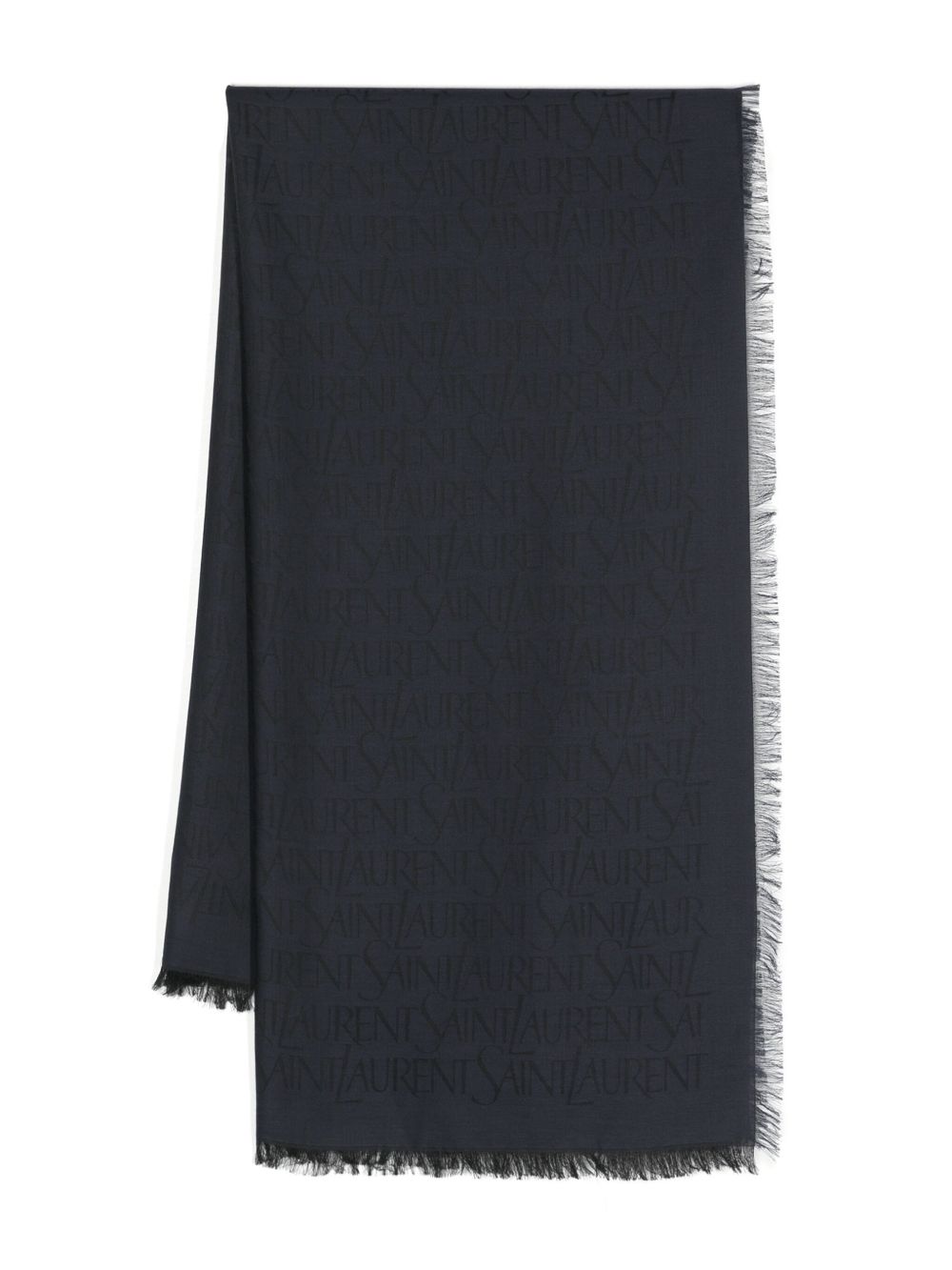 Saint Laurent logo提花围巾 - 蓝色
