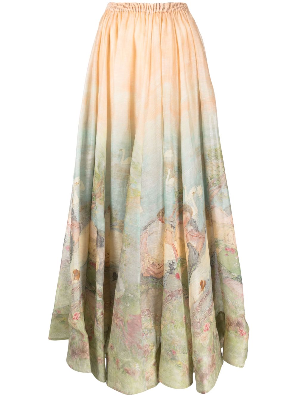 ZIMMERMANN Luminosity 绘画印花超长半身裙 - 中性色