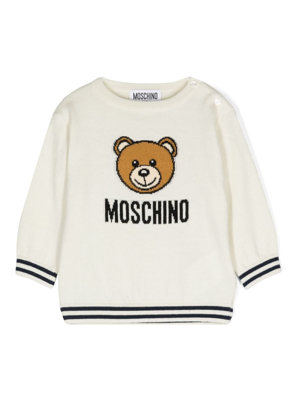 Moschino Kids Teddy Bear 嵌花毛衣 - 白色