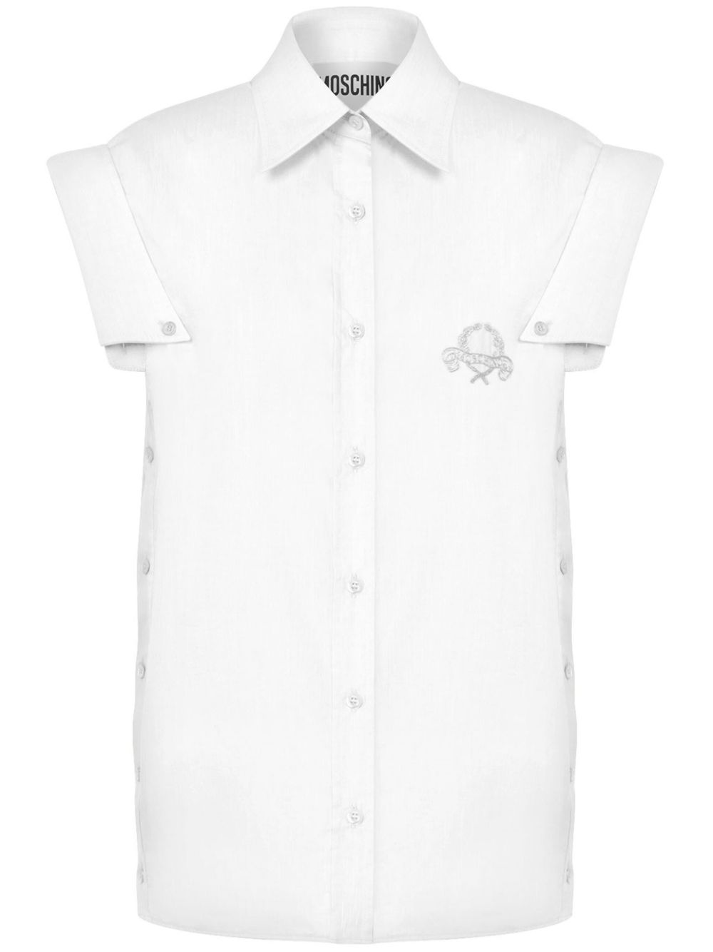 Moschino logo刺绣衬衫 - 白色