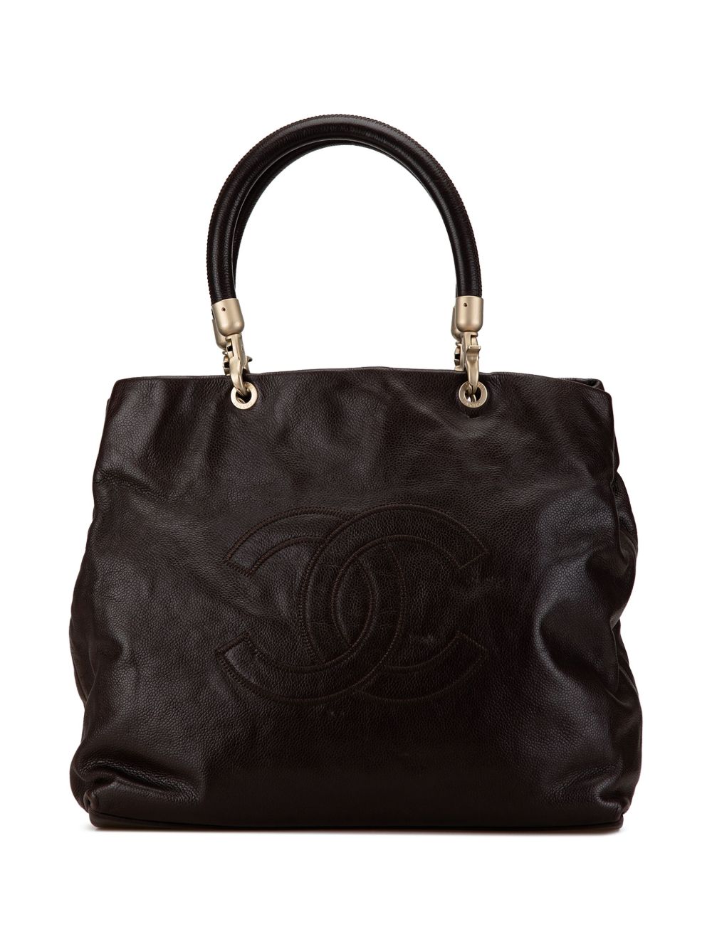CHANEL Pre-Owned CC Caviar 手提包（2003-2004年典藏款） - 褐色