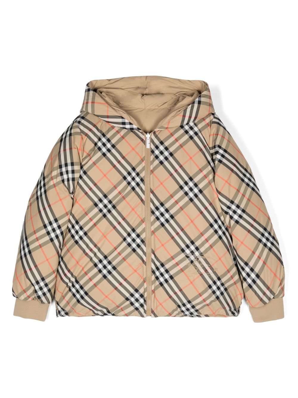 Burberry Kids 双面格纹绗缝夹克 - 中性色