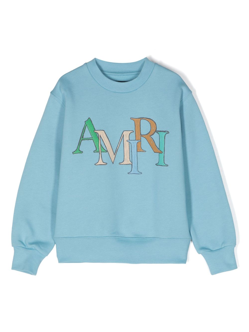 AMIRI KIDS logo印花棉卫衣 - 蓝色