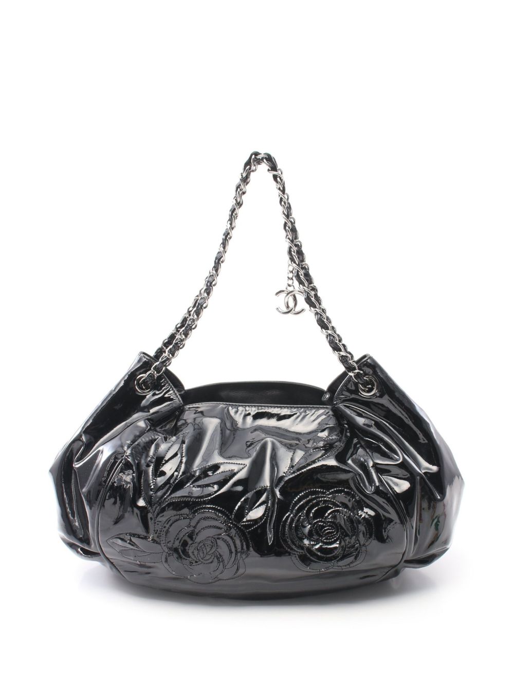 CHANEL Pre-Owned Camellia 搭链单肩包（2010-2011年典藏款） - 黑色