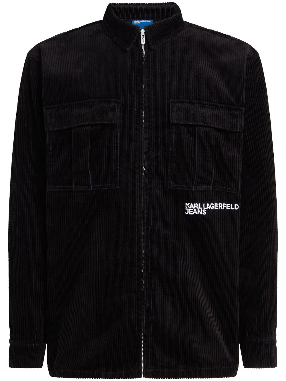 Karl Lagerfeld Jeans 灯芯绒刺绣夹克式衬衫 - 黑色