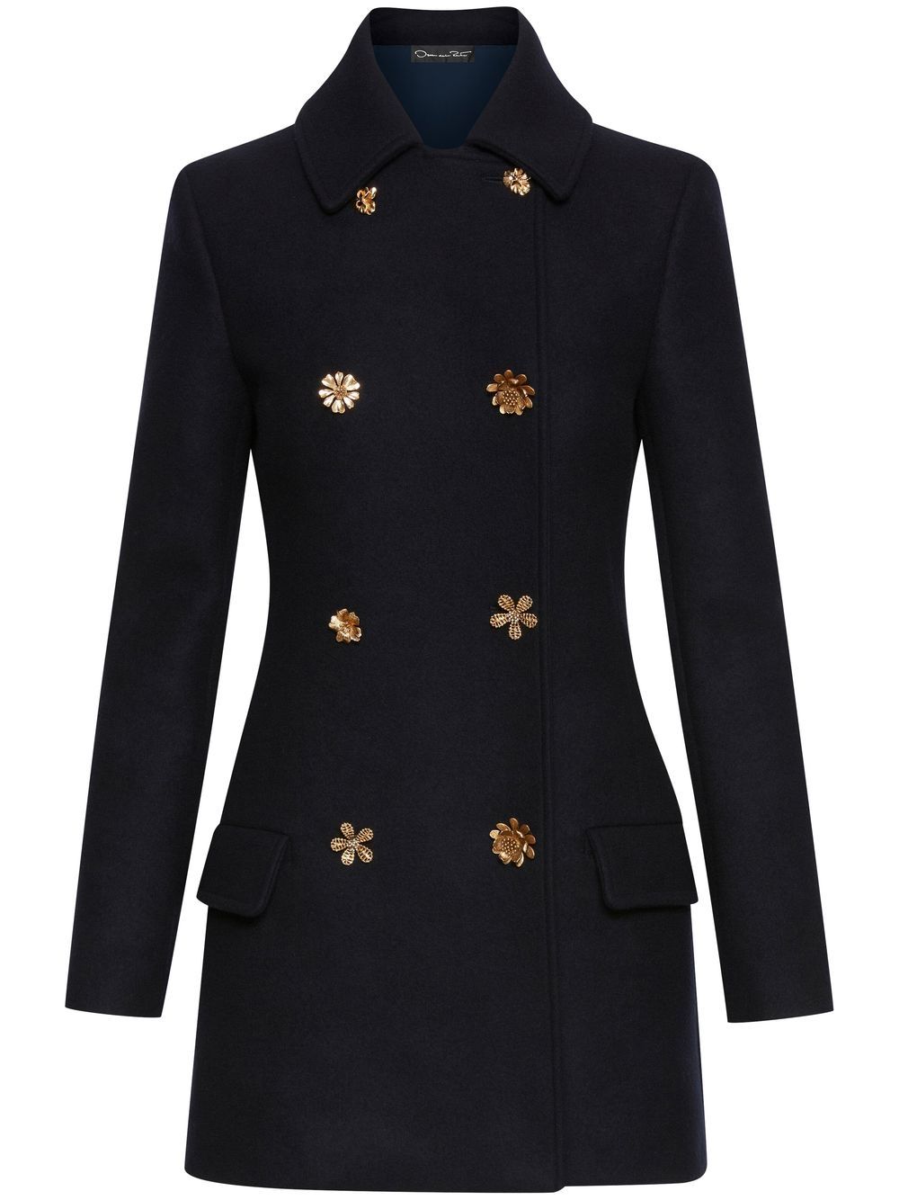 Oscar de la Renta 纽扣细节西装夹克式连衣裙 - 蓝色