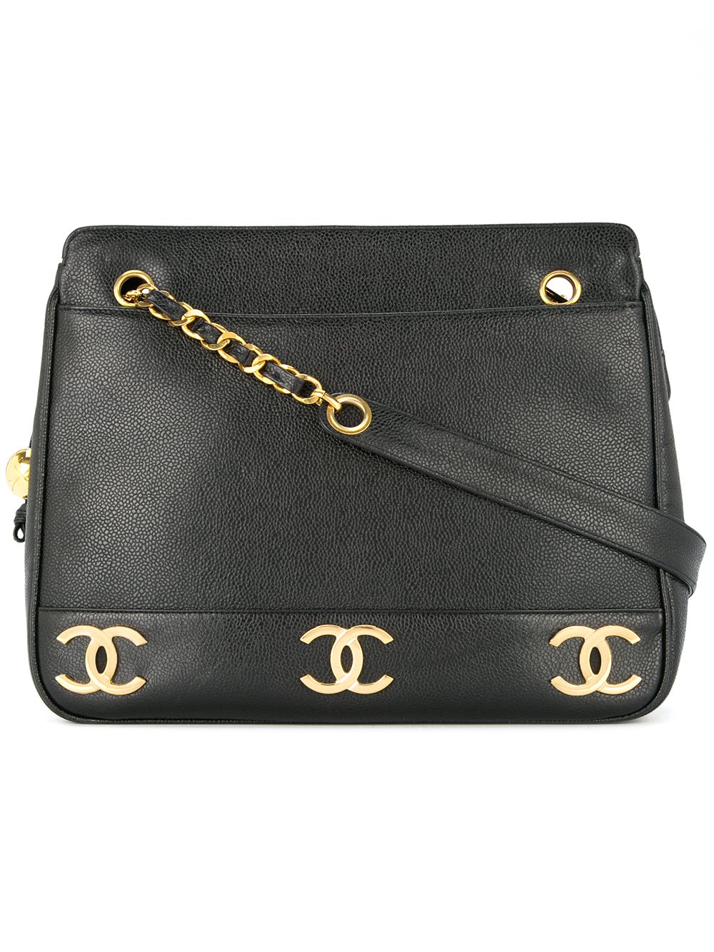 CHANEL Pre-Owned 古着CC交扣单肩包 - 黑色