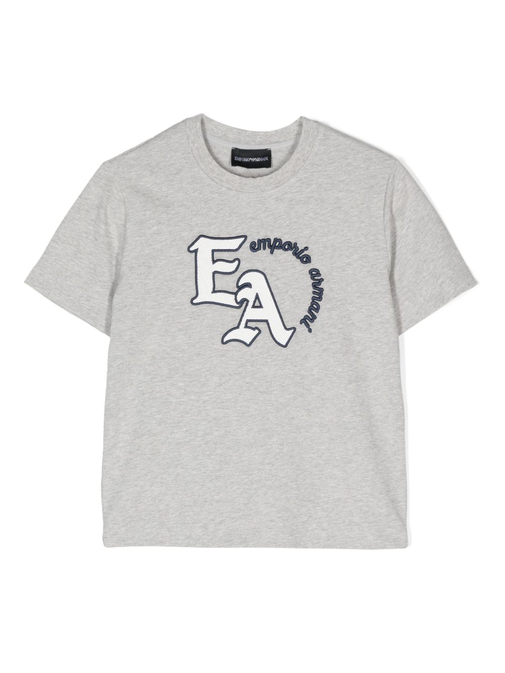 Emporio Armani Kids logo刺绣棉T恤 - 灰色