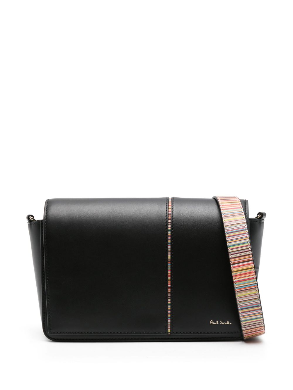 Paul Smith Signature Stripe 皮质斜挎包 - 黑色