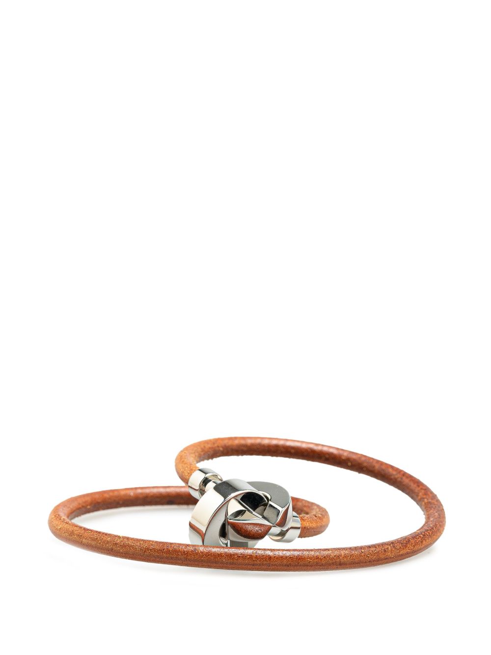 Hermès Pre-Owned Leather Interlocking Choker 服饰项链（2000年典藏款） - 褐色