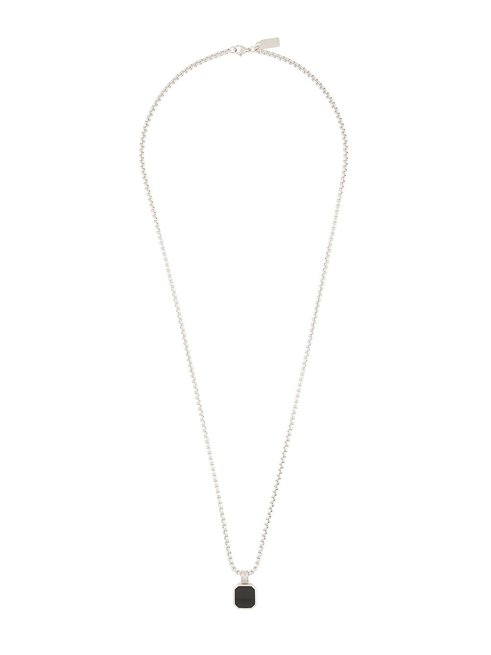Nialaya Jewelry 方形缟玛瑙吊饰链式项链 - 银色