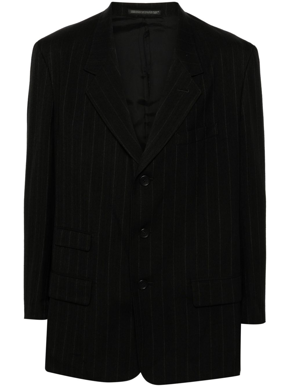 Yohji Yamamoto 细条纹西装夹克 - 黑色