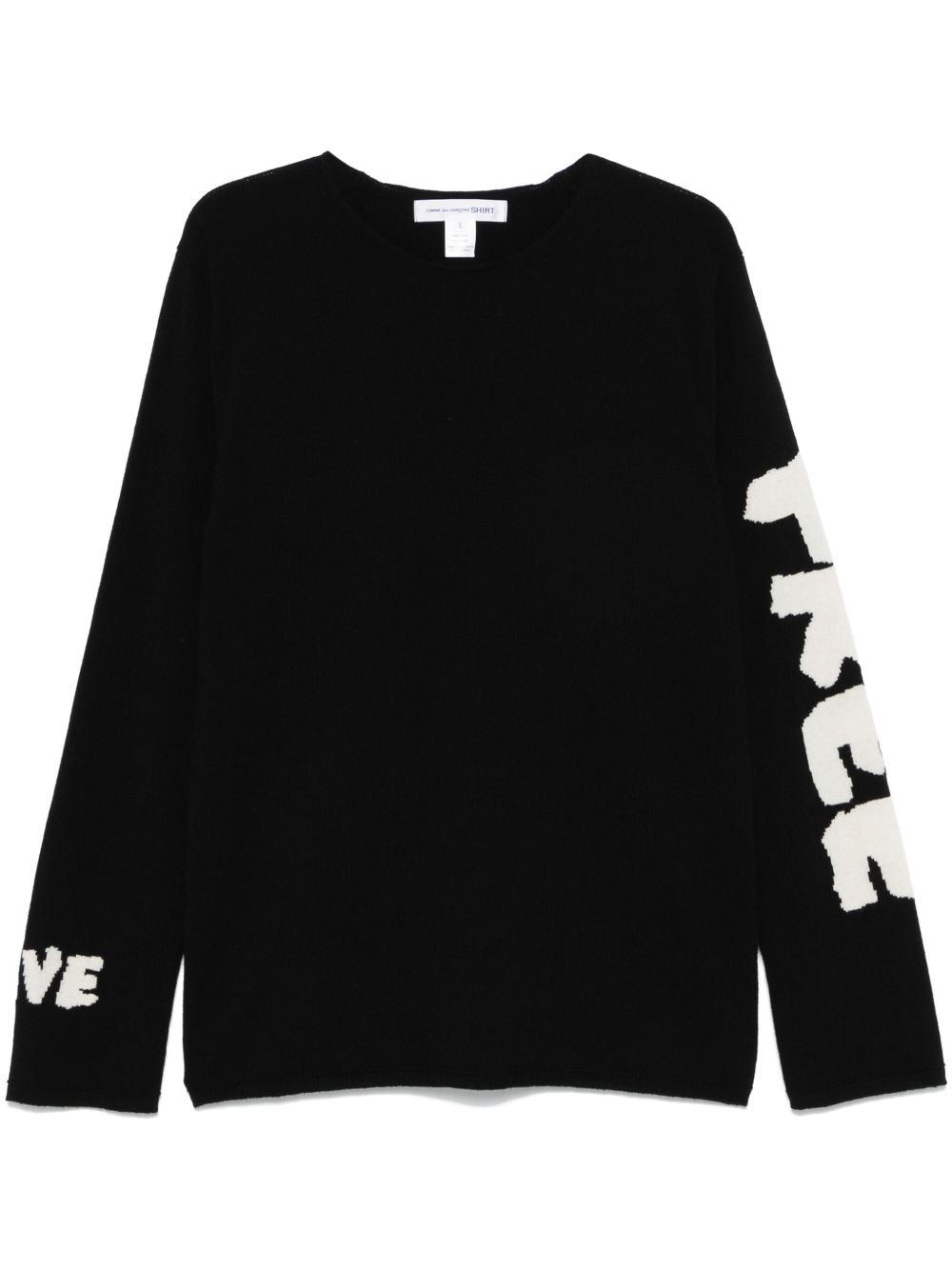 Comme Des Garçons Shirt logo嵌花针织毛衣 - 黑色